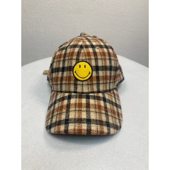 Aerie Smiley Wool Blend Baseball Hat in a brushed plaid pattern - Picture 1 of 6